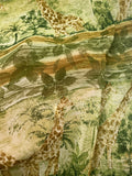 3 YD Polyester Chiffon - Watercolor-Styled Stripes Multi Greens with Giraffes