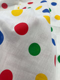 1 YD Cotton Blend Batiste - White with Primary Polka Dots