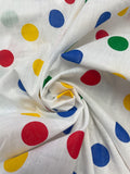 1 YD Cotton Blend Batiste - White with Primary Polka Dots