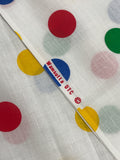 1 YD Cotton Blend Batiste - White with Primary Polka Dots
