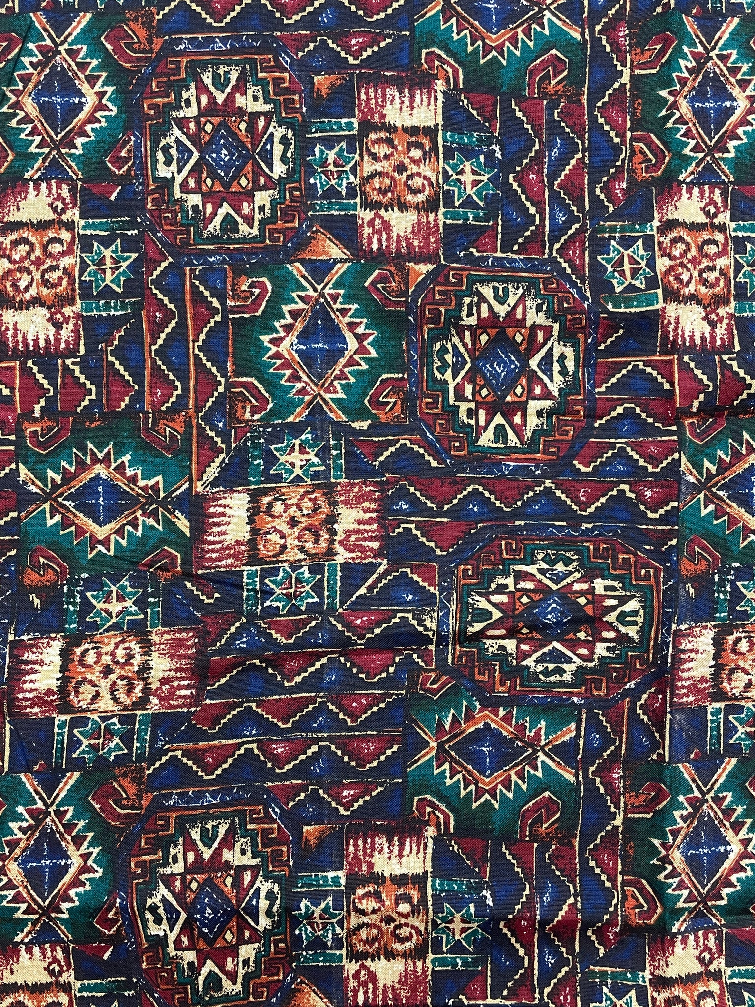 1 YD Cotton/Rayon Vintage - Multicolored Southwestern Geometric Designs
