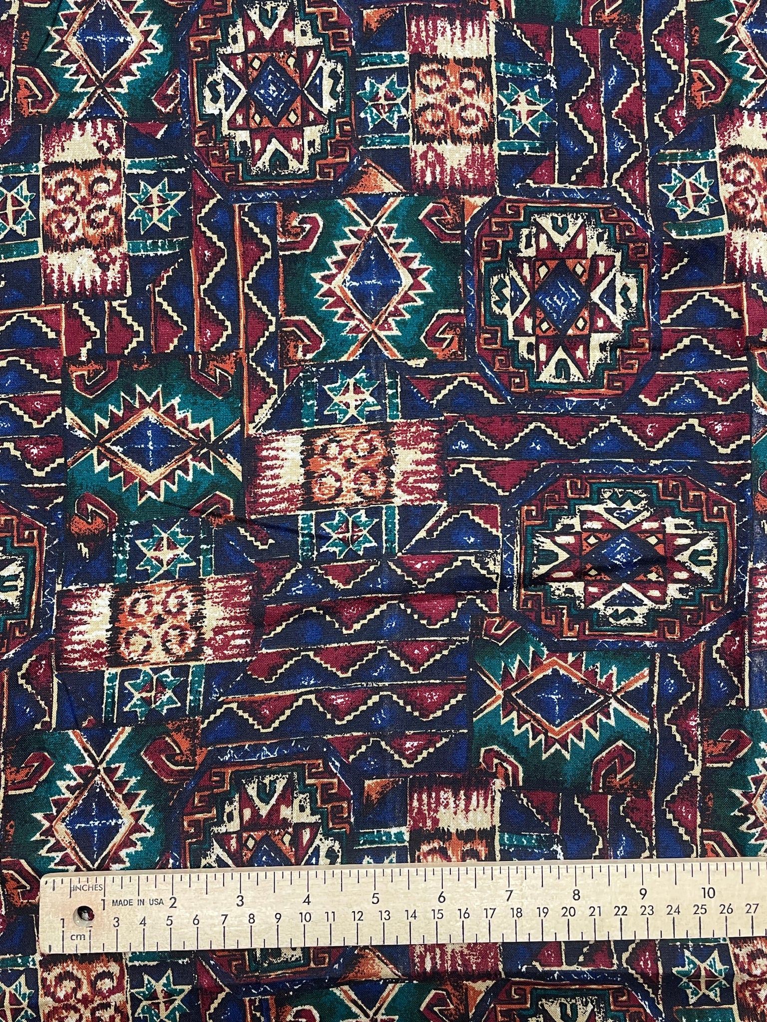 1 YD Cotton/Rayon Vintage - Multicolored Southwestern Geometric Designs
