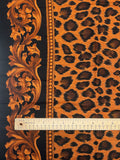 1 7/8 YD Rayon - Black and Orange Cheetah Print with a Filigree Border