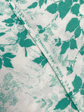 2 1/2 YD Polyester Blend - White with Green Leaves and Flowers