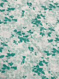 2 1/2 YD Polyester Blend - White with Green Leaves and Flowers