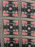2 YD Poly/Cotton Voile - Black with Frames of Flowers