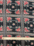 2 YD Poly/Cotton Voile - Black with Frames of Flowers