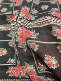 2 YD Poly/Cotton Voile - Black with Frames of Flowers