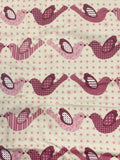 4 1/4 YD Cotton Flannel - Mauve Patchwork Print Birds on Peach
