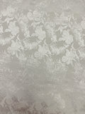 4 3/4 YD Cotton/Poly Damask - Barely Off White with Feathers and Iris Flowers