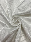 4 3/4 YD Cotton/Poly Damask - Barely Off White with Feathers and Iris Flowers