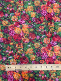 1 YD Polyester Chiffon Vintage - Pink, Red and Orange Flowers