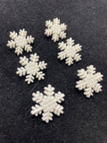 Buttons Plastic Set of 6 or 8 - White Snowflakes