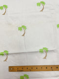 1 1/4 YD Cotton Pique Embroidered - White with Palm Trees