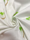 1 1/4 YD Cotton Pique Embroidered - White with Palm Trees