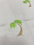 1 1/4 YD Cotton Pique Embroidered - White with Palm Trees