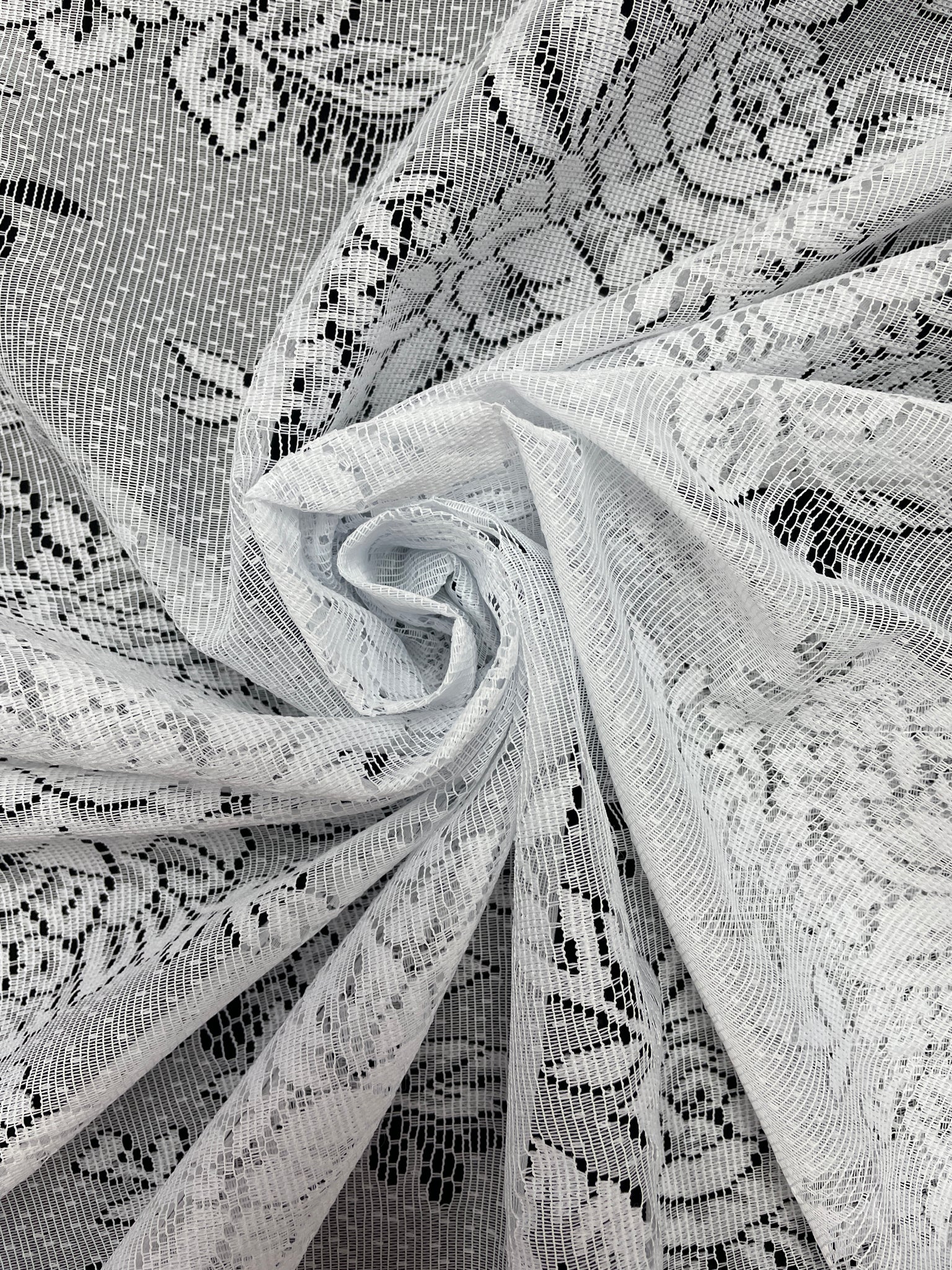 Polyester Floral Lace Vintage - White