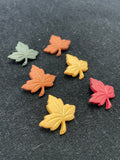 Buttons Plastic Set of 3, 6, or 11 - Matte Maple Leaves in Matte Autumnal Colors