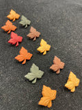 Buttons Plastic Set of 3, 6, or 11 - Matte Maple Leaves in Matte Autumnal Colors