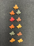 Buttons Plastic Set of 3, 6, or 11 - Matte Maple Leaves in Matte Autumnal Colors