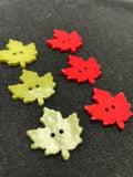 Buttons Plastic Set of 6 - Shiny Maple Leaves in Autumnal Colors