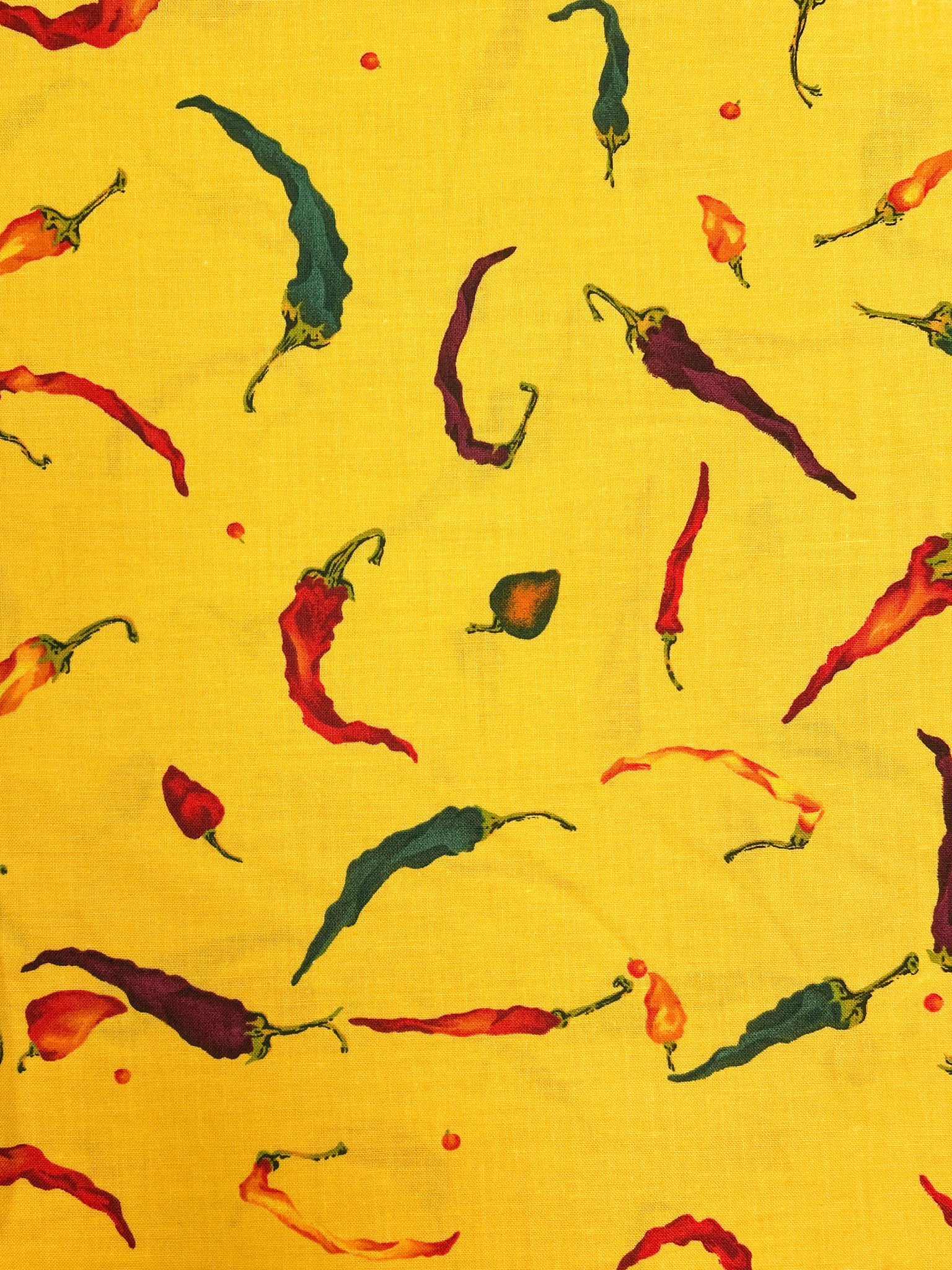 1993 Quilting Cotton Vintage - Bright Yellow with Chili Peppers