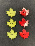Buttons Plastic Set of 6 - Shiny Maple Leaves in Autumnal Colors