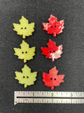 Buttons Plastic Set of 6 - Shiny Maple Leaves in Autumnal Colors