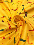 1993 Quilting Cotton Vintage - Bright Yellow with Chili Peppers