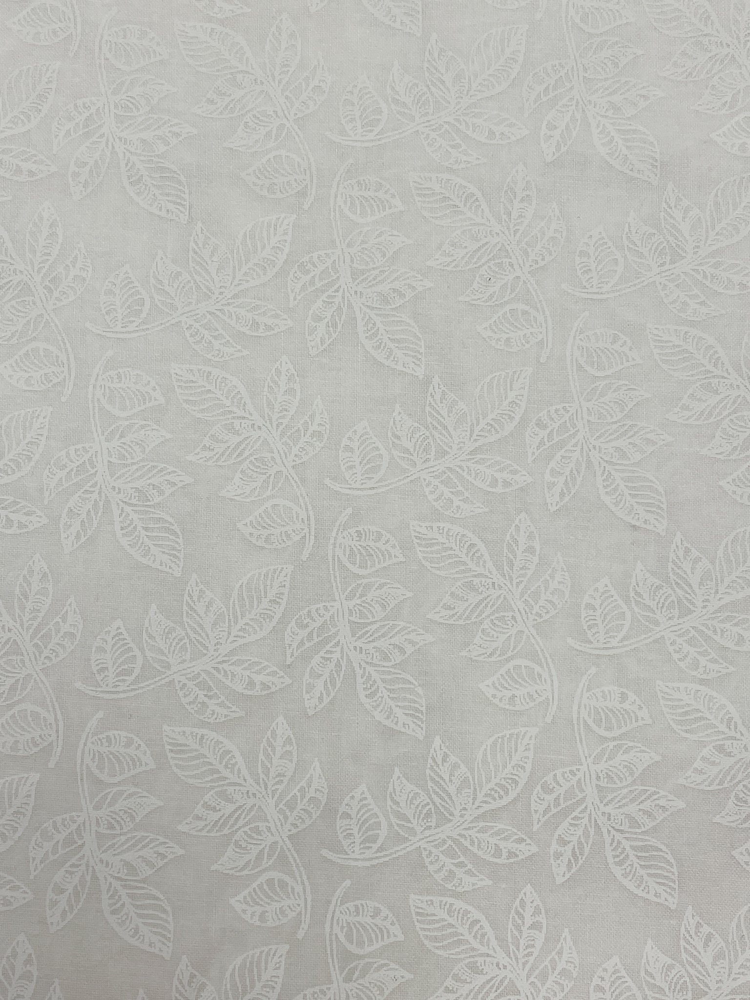 2 1/3 YD Quilting Cotton - White with White Leaves