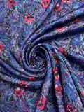 Polyester Printed Jacquard Vintage - Purple, Blue and Hot Pink