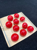 Buttons Plastic Set of 10 Vintage - Red Embossed Domes