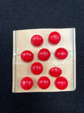 Buttons Plastic Set of 10 Vintage - Red Embossed Domes