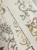 35" Quilting Cotton Panel Remnant - Off White with Fall Leaves and Filigree