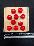 Buttons Plastic Set of 10 Vintage - Red Embossed Domes