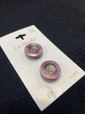 Buttons Plastic Set of 2 - Pearlescent Purple with Gold Toned Holes