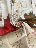 35" Quilting Cotton Panel Remnant - Off White with Fall Leaves and Filigree