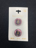 Buttons Plastic Set of 2 - Pearlescent Purple with Gold Toned Holes