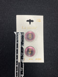 Buttons Plastic Set of 2 - Pearlescent Purple with Gold Toned Holes