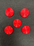 Buttons Plastic Set of 6 Vintage - Red Spirals