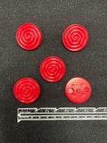 Buttons Plastic Set of 6 Vintage - Red Spirals