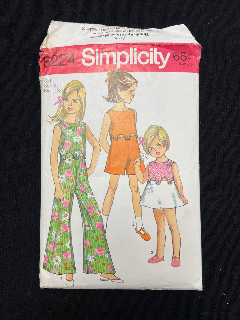 1969 Simplicity 8224 Sewing Pattern - Child's Jumpsuit in Two Lengths ...