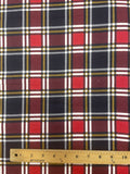 2 1/2 YD Cotton Flannel Printed Plaid - Red, Black, White, and Yellow