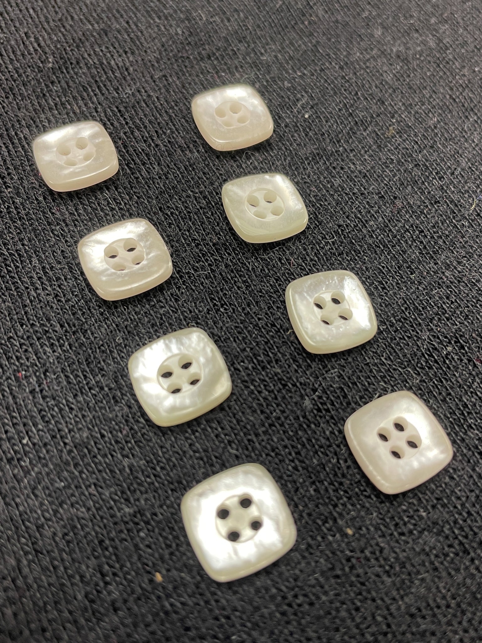 Buttons Plastic Set of 8 Vintage - Pearlescent White Squares
