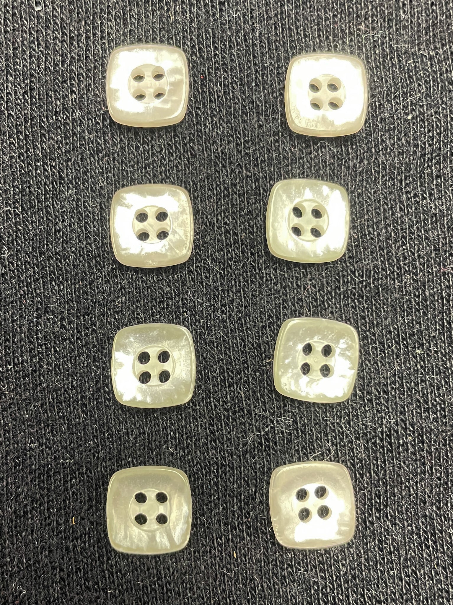 Buttons Plastic Set of 8 Vintage - Pearlescent White Squares