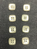 Buttons Plastic Set of 8 Vintage - Pearlescent White Squares