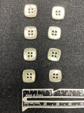 Buttons Plastic Set of 8 Vintage - Pearlescent White Squares