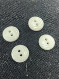 Buttons Plastic Set of 4 Vintage - White with Embossed Concentric Triangles