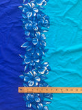 1  YD Lycra - Cobalt and Turquoise Blue with Floral Border