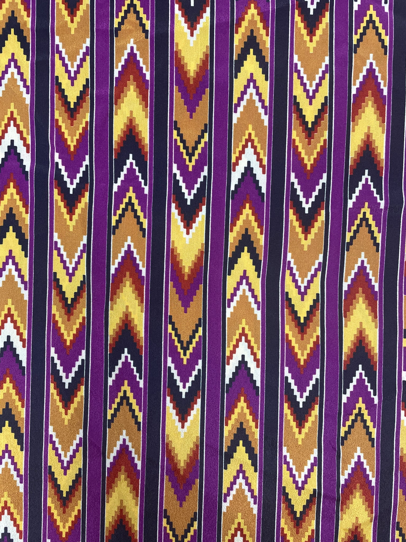 2 YD Polyester - Southwestern Stripes in Purple, Maroon, Tan, Yellow and Black